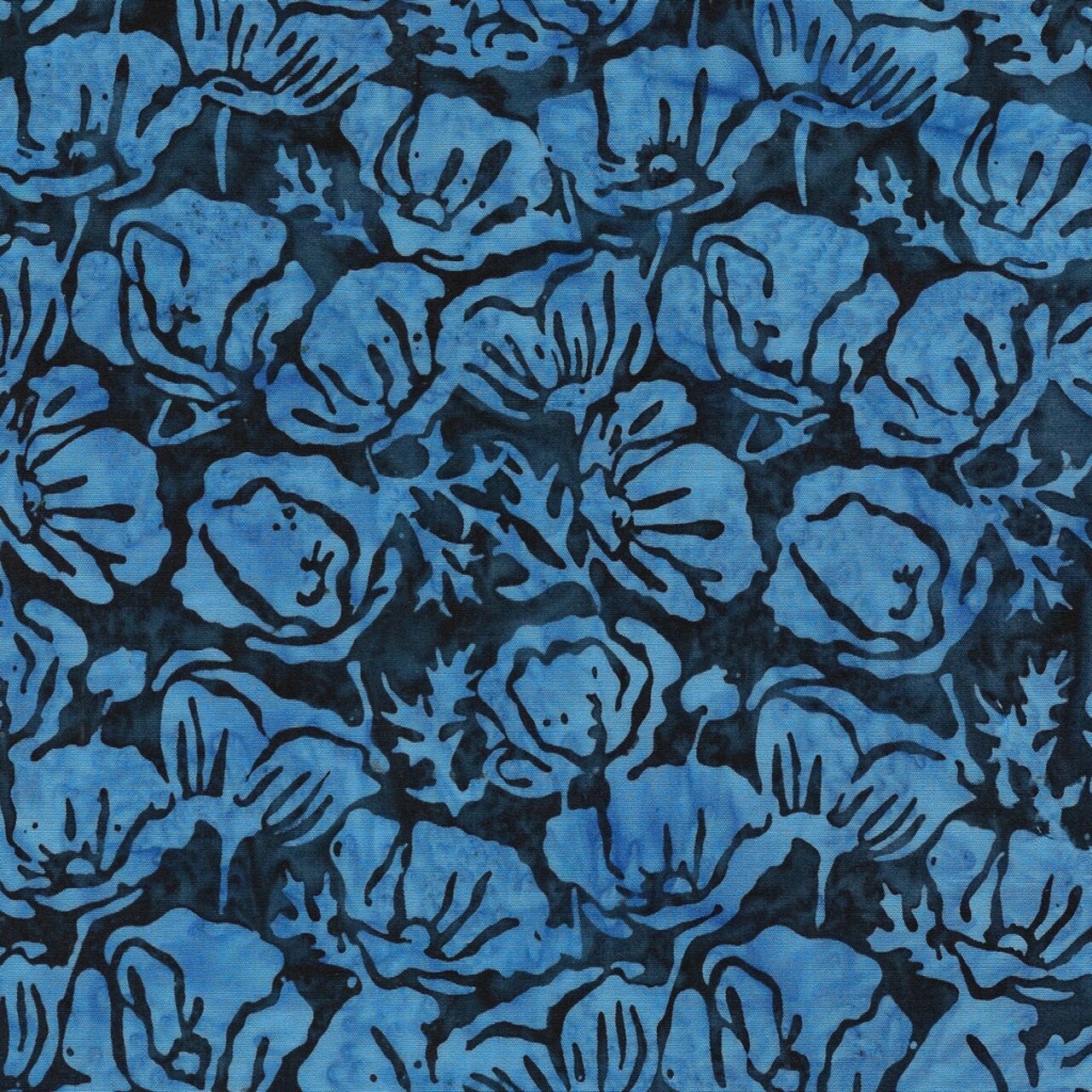 Fabric Lumin Blue Navy Poppies Floral Jubilee Island Batiks by the Quarter Yard 122456585